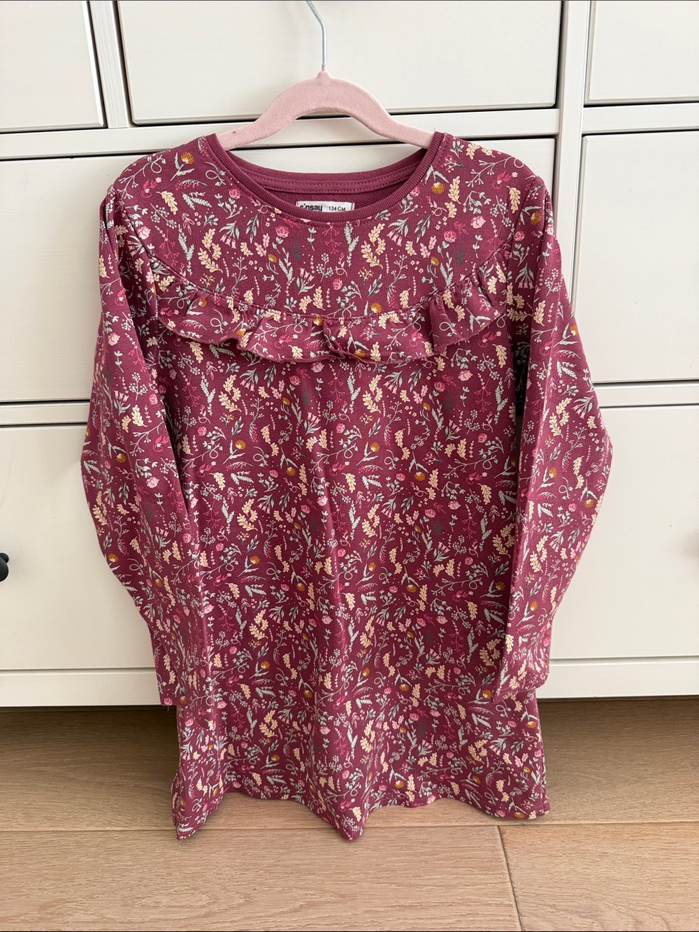 Girls' Floral Ruffle Long-Sleeve Dress 134cm